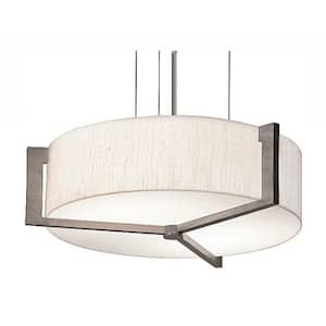 Apex 42-Watt Integrated LED Weathered Grey Pendant with Fabric Shade