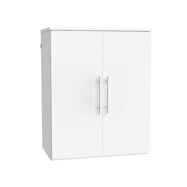 Style+ 14.59 in. D x 25.12 in. W x 31.28 in. H White Laundry Room Floating Cabinet Kit with Modern Doors