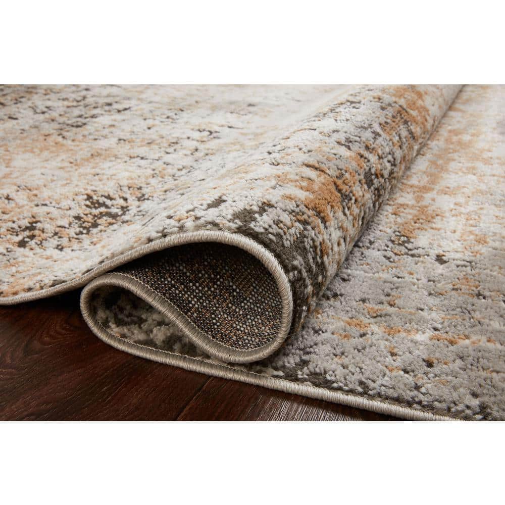 Modern Stone and Gold Abstract Area Rug, 32x48 inches