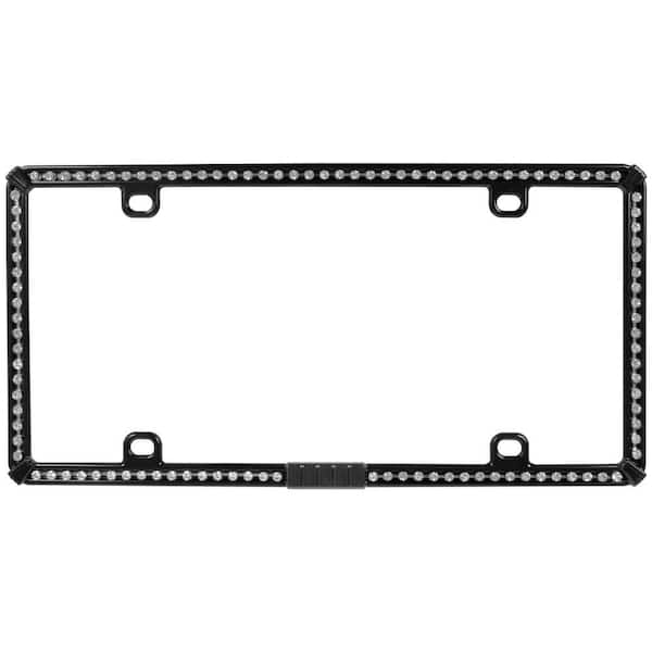 Unbranded Black Metal License Plate Frame with White Bling