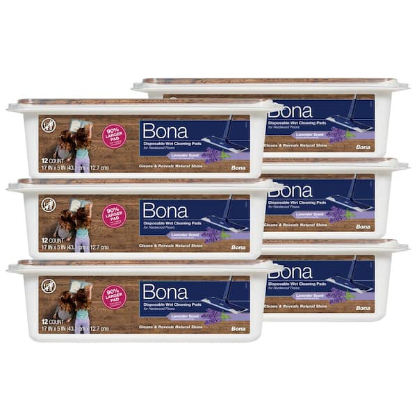 Hardwood Floor Disposable Wet Cleaning Pads, Lavender Scent, 12 Count, 6-Pack
