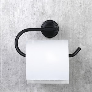 Wall-Mounted Single Post Toilet Paper Holder in Black