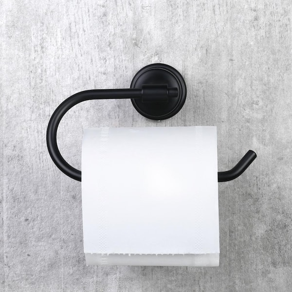 Stainless Steel Open Arm Wall-Mount Single Post Toilet Paper Holder with Mounting Hardware in Matte Black (2-Pack)