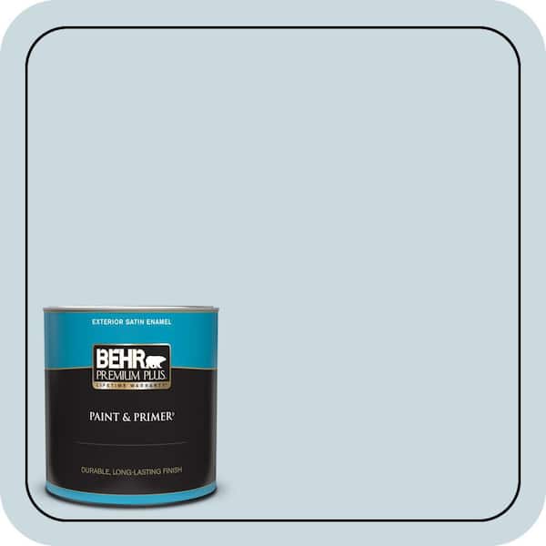 BEHR PREMIUM PLUS 1 qt. #MQ3-53 Sky Light View Satin Enamel Exterior Paint & Primer