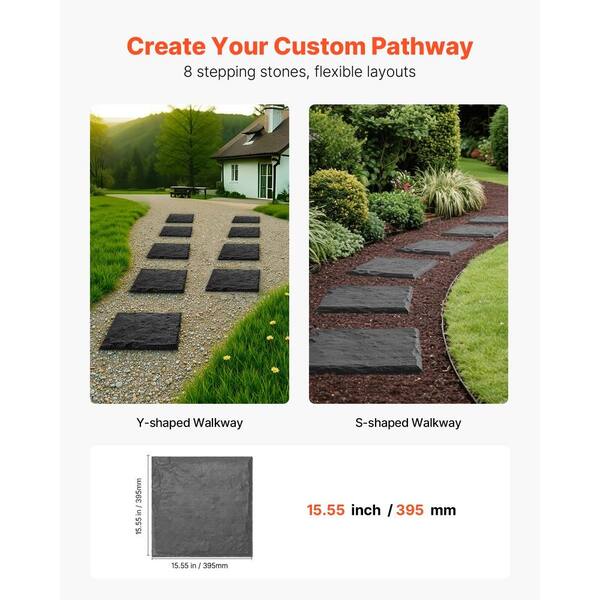 SKONYON Garden Stepping Stones 8-Pack 15.5 x 15.5 in Weather