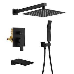 Viki 3-Spray Patterns with 1.8 GPM 10 in. Wall Mount High Pressure Dual Shower Heads in Matte Black