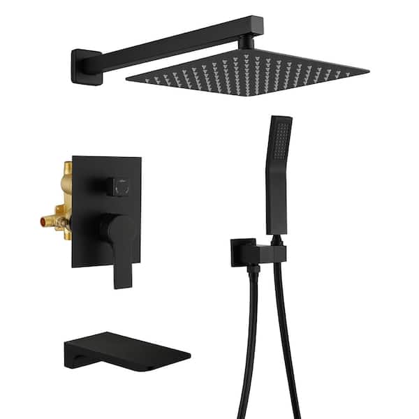 UKISHIRO Viki 3-Spray Patterns with 1.8 GPM 10 in. Wall Mount High Pressure Dual Shower Heads in Matte Black