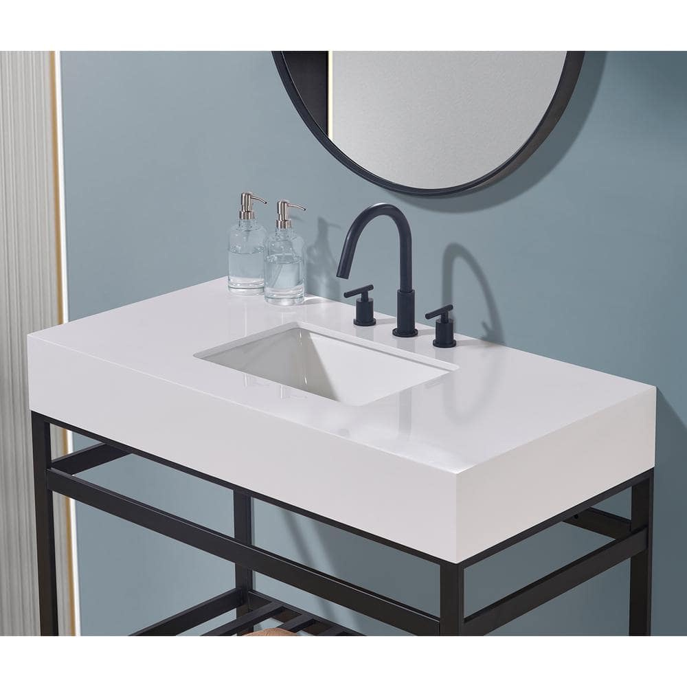 42" Snow White Ceramic Single Bathroom Vanity Top with Sink