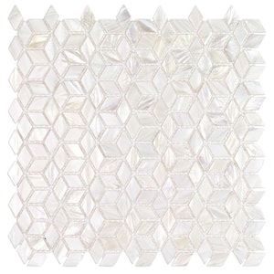 Pacif White 3D Illusion Pearl Shell 3 in. x 6 in. Mosaic Tile Sample