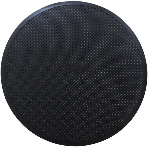 Black 48 in. Diameter Rubber Indoor/Outdoor Commercial Floor Mat