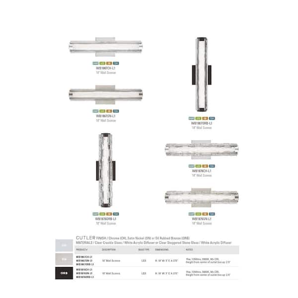 Generation Lighting Cutler 15-Watt Satin Nickel Integrated LED Sconce  WB1876SN-L1 The Home Depot