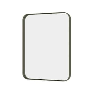 32 in. W x 24 in. H Rectangular Framed Wall Mounted Bathroom Vanity Mirror in Brushed Nickel