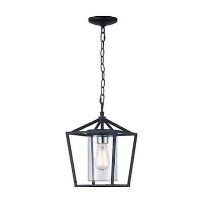 Monteaux 1-Light Black Outdoor Pendant with Clear Glass