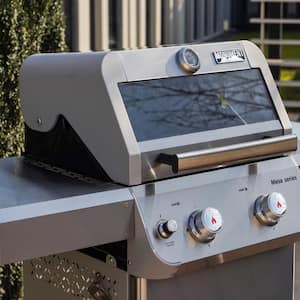 Mesa Portable 2-Burner Propane Gas Grill in Stainless Steel with Clear View Lid and LED Controls