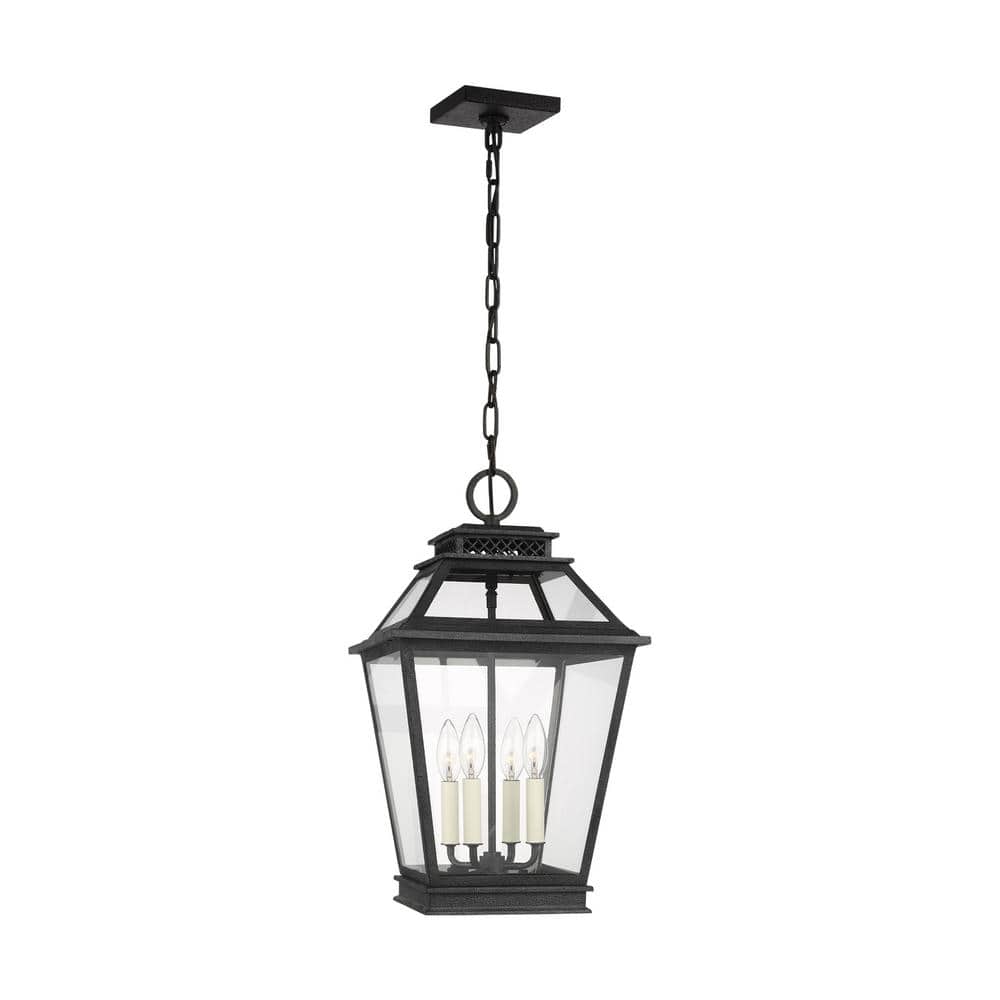 Falmouth 4-Light Dark Weathered Zinc Outdoor Hanging Lantern Pendant Light with Clear Glass Panels price history on PriceWatchPro