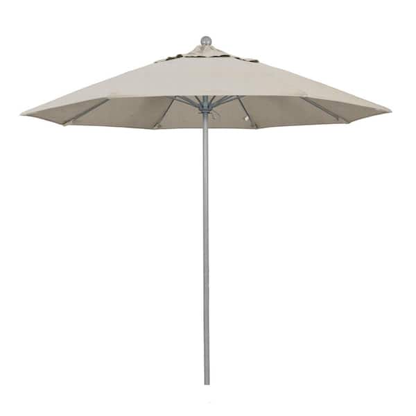 California Umbrella 9 ft. Gray Woodgrain Aluminum Commercial Market Patio Umbrella Fiberglass Ribs and Push Lift in Woven Granite Olefin