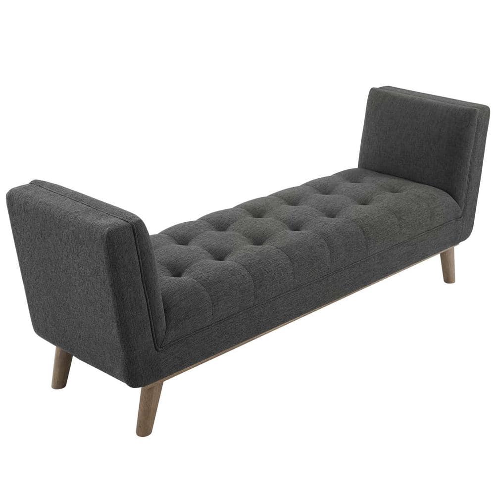 Haven Gray Tufted Upholstered Fabric Accent Bench