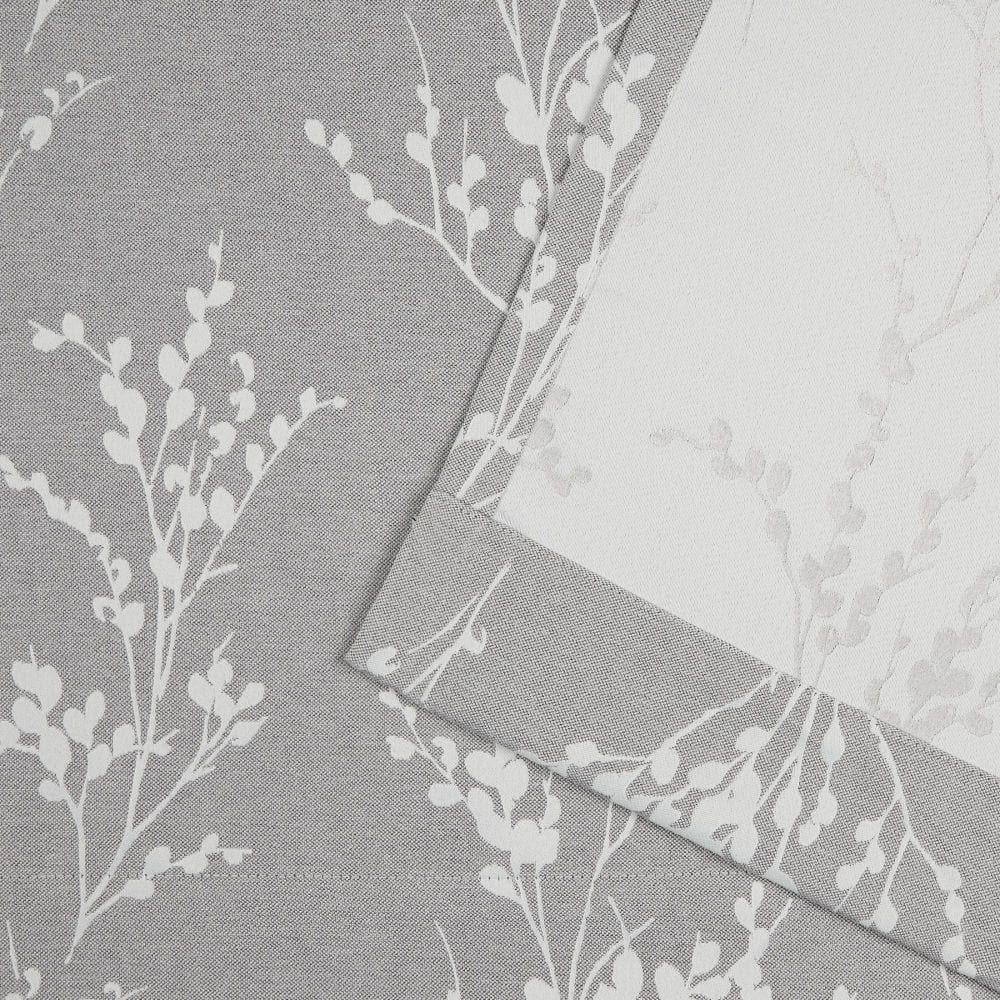 Ash Gray Floral Blackout Thermal Curtain Panel Pair