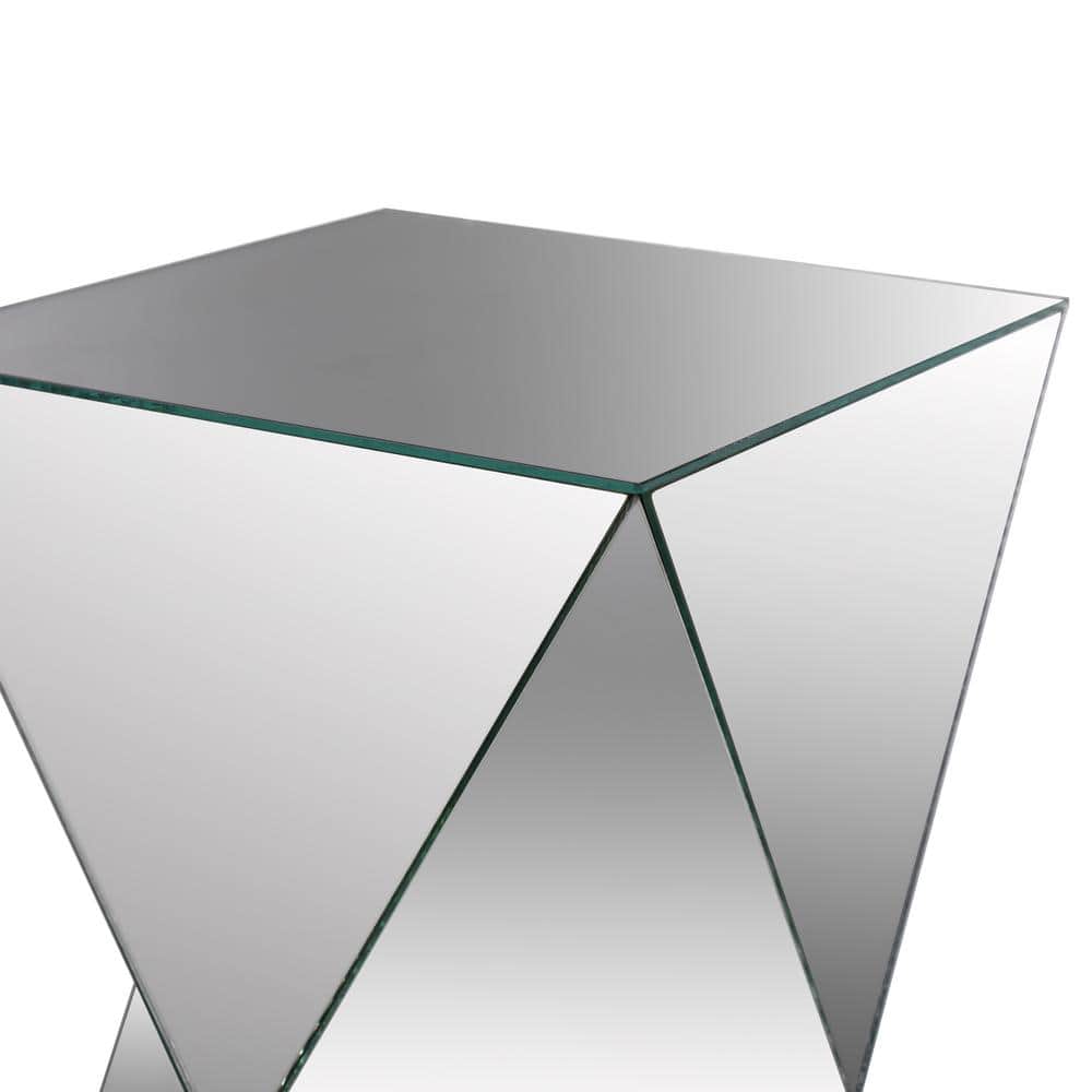 Elegant Mirrored Glass Pedestal Table with Tapered Design
