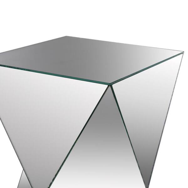 Stylecraft Crafted 12 4 In Mirror Specialty Glass End Table Sf2018ds Mirror Specialty Glass End Table, Crafted Mirror Pedestal Table