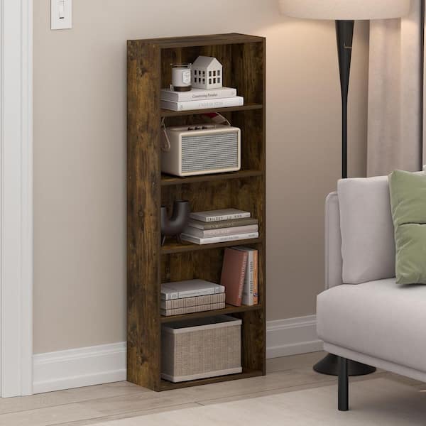 Basic 43.66 in. Tall Amber Pine Wood 3-Shelf Bookcase