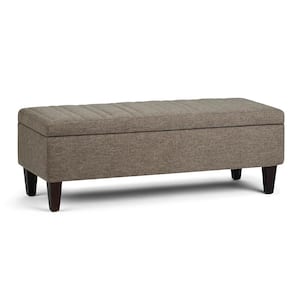 Monroe 48 in. Contemporary Storage Ottoman in Fawn Brown Linen Look Fabric