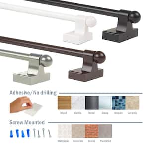 7/16 Inch Self-adhesive or Wall-mounted Adjustable Rod 17-30 inch long - Cocoa