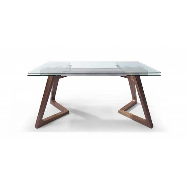 glass and wood extendable dining table