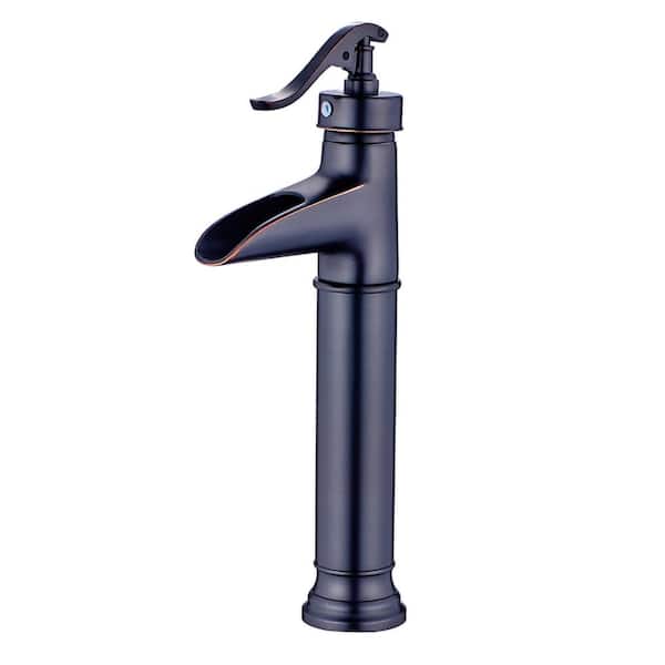 Flynama Single Handle Single Hole Bathroom Faucet with Hot Cold Water Mixer Tap in Oil-Rubbed Bronze
