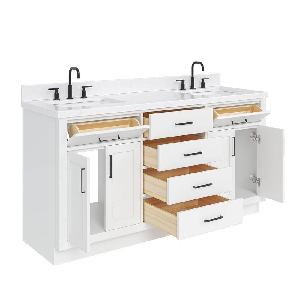 Hepburn 66" White Hardwood Freestanding Double Basin Vanity