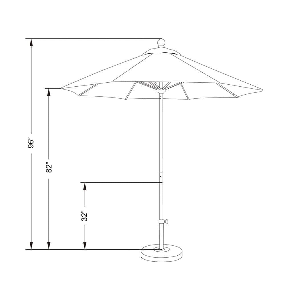 7.5' Lemon Olefin Patio Umbrella with Silver Aluminum Frame