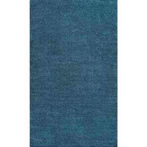 Haze Solid Low-Pile Turquoise 10 ft. x 14 ft. Area Rug