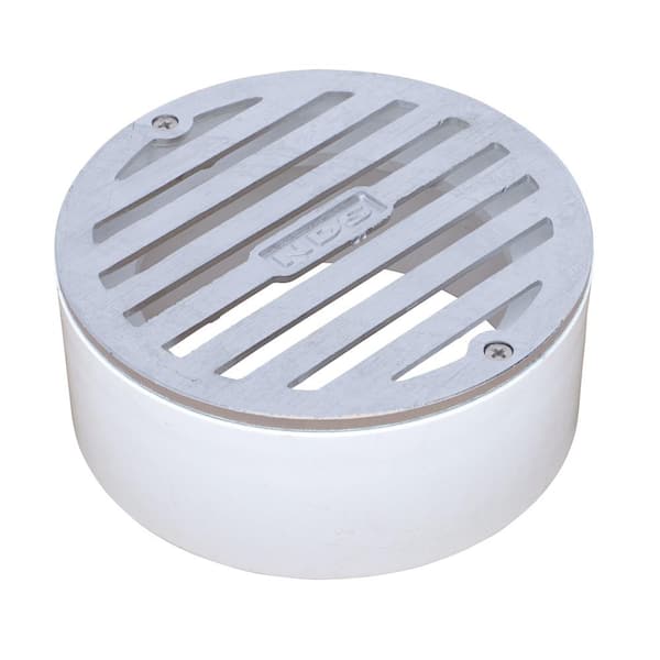 NDS 4 in. Chrome Round Drainage Grate with PVC Collar