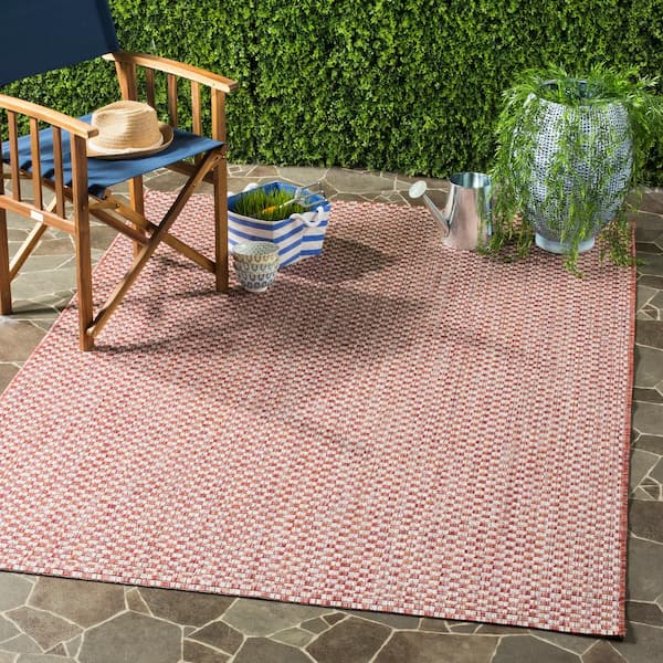 Courtyard Rust/Light Gray 4 ft. x 6 ft. Solid Indoor/Outdoor Patio  Area Rug