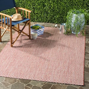 Courtyard Rust/Light Gray 5 ft. x 8 ft. Solid Indoor/Outdoor Patio  Area Rug