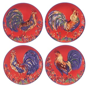 Morning Rooster Multicolor Salad Plates (Set of 4)