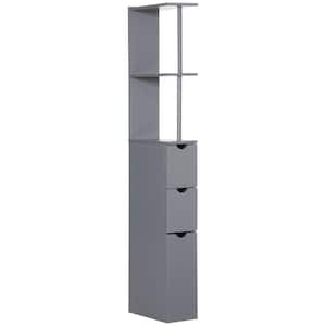 13 in. W x 6 in. D x53.5 in. H Gray Freestanding Tower Linen Cabinet with 2-Tier Shelf and Drawers