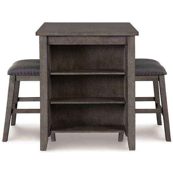 Caitbrook Casual Gray Wood 30 in. 4 Legs Dining Table Seats 4