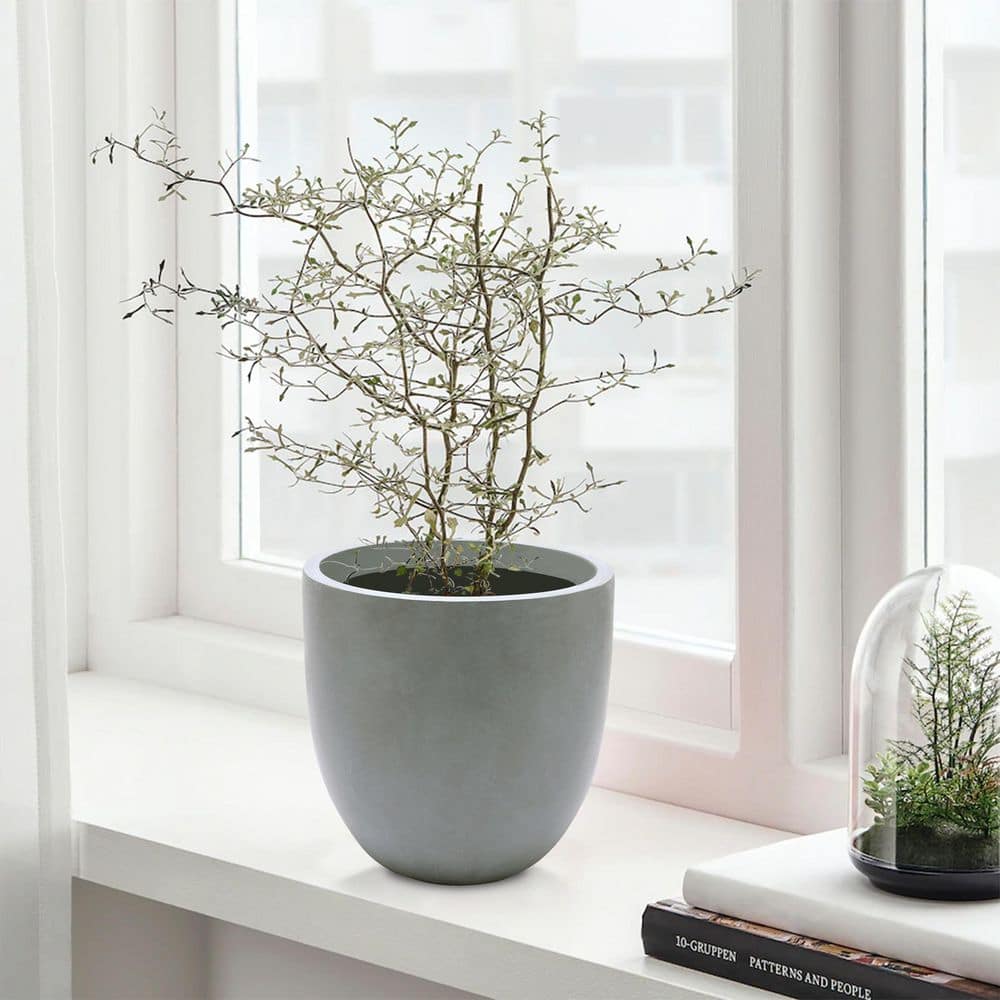 9.2" Gray Magnesium Oxide Round Tapered Planter
