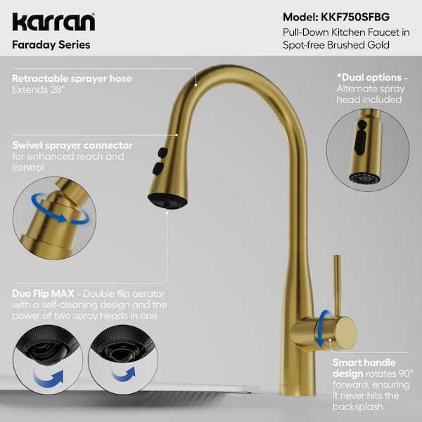 Faraday Single Handle Pull-Down Sprayer Kitchen Faucet in Spot-Free Champagne Bronze