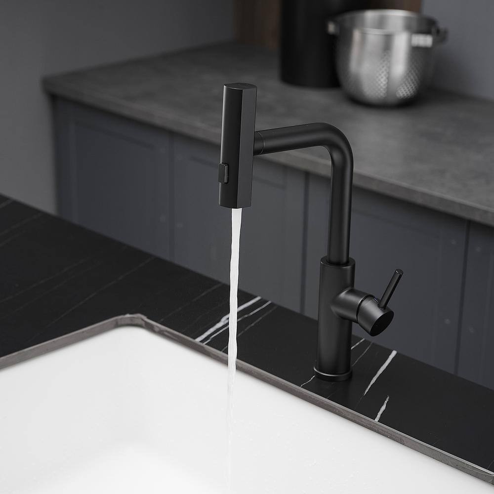 Matte Black Stainless Steel Pull Down Kitchen Faucet with Sprayer