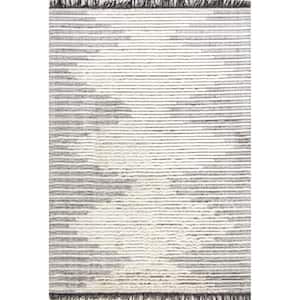 Morgan Contemporary Shag Fringe Light Gray 5 ft. 3 in. x 7 ft. 6 in. Area Rug