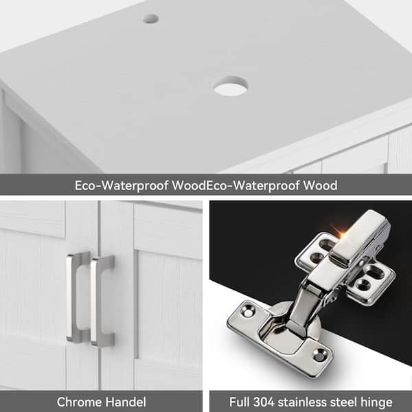 24 in. W x 19 in. D x 33 in. H Single Sink Bath Vanity in White with White Solid Surface Top