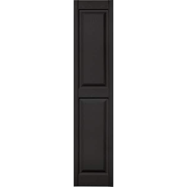 Builders Edge 15 in. x 71 in. Raised Panel Vinyl Exterior Shutters Pair in #002 Black