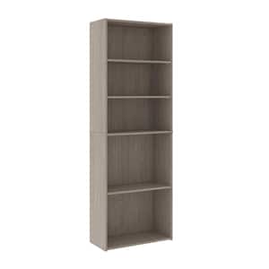 Beginnings 71.181 in. Silver Sycamore 5-Shelf Standard Style Bookcase