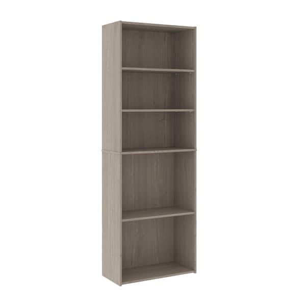 SAUDER Beginnings 71.181 in. Silver Sycamore 5-Shelf Standard Style Bookcase