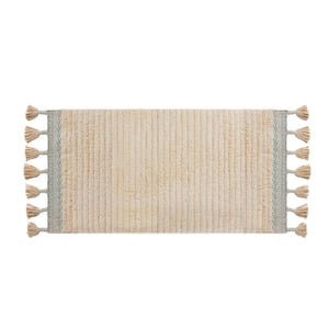 Over Tufted Fringe Demian Aqua 20 in. 68 in. Cotton Bath Rug