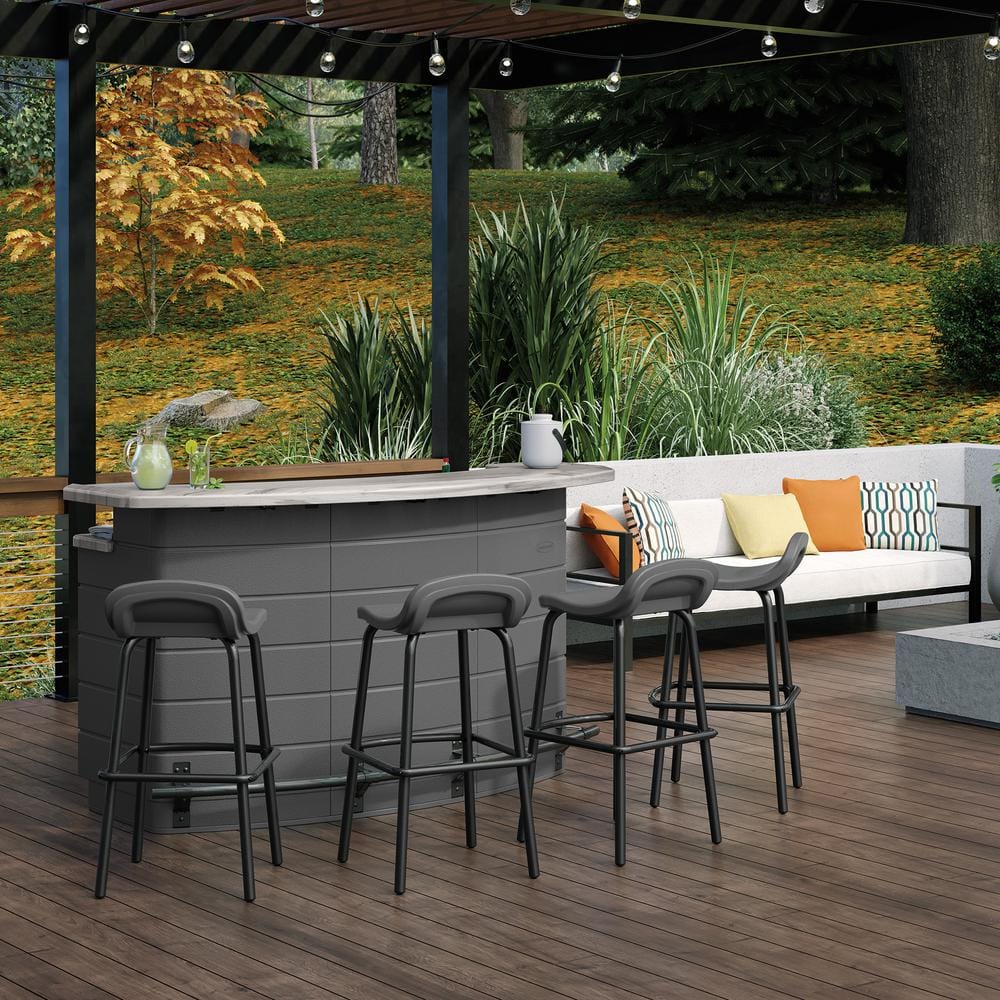 Gray Plastic Outdoor Bar with Marblecast Countertop