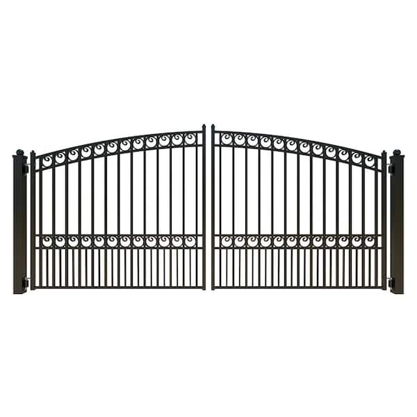 ALEKO Paris Style 14 ft. x 6 ft. Black Steel Dual Driveway Fence Gate