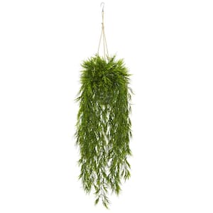 50 in. Mini Bamboo Artificial Plant in Hanging Metal Bucket